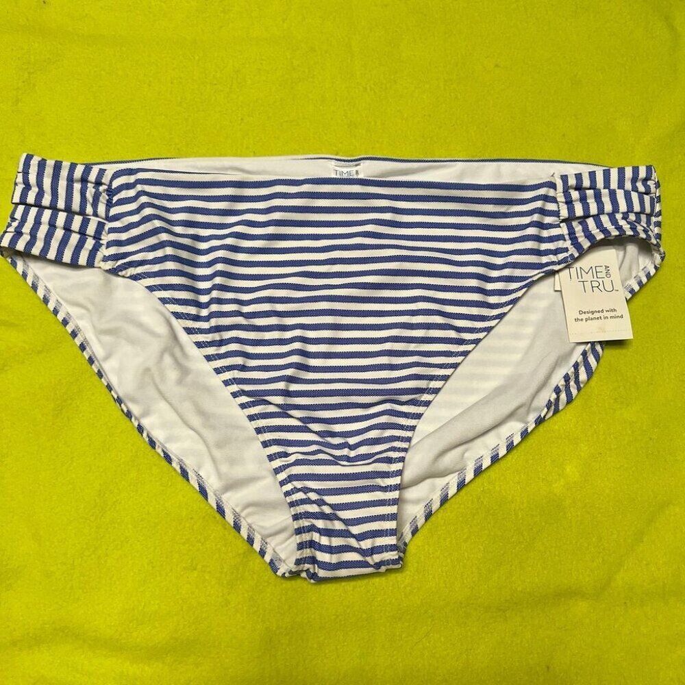 Time and Tru Striped Mid Rise Bikini Bottoms Swim 3x NWT